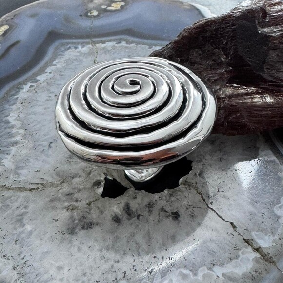 Sterling Silver Electroform Spiral Fashion Ring For Women, Taxco Mexico - Picture 3 of 10